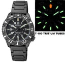 Daynight Diver PC Tritium Automatic Watch Black White Bezel - Black Dial Green/orange Tubes Bracelet