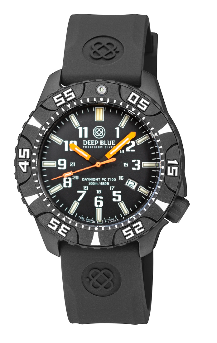 Black Silicon Strap With Black Deep Blue Logo & PVD Buckle