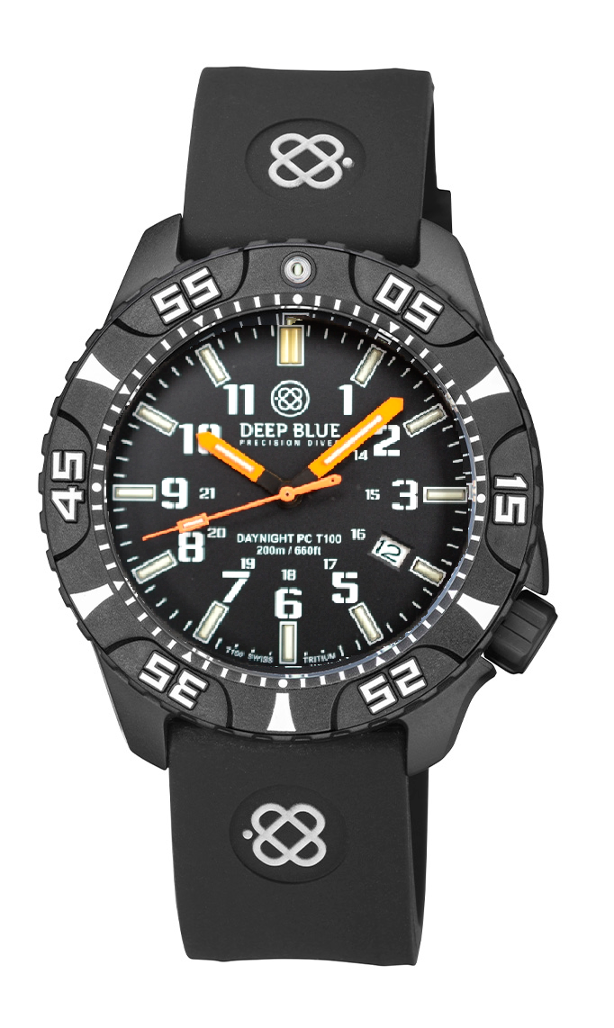 Black Silicon Strap With White Deep Blue Logo & PVD Buckle