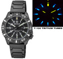 Daynight Diver PC Tritium Automatic Watch Black White Bezel - Black White Dial Blue/yellow Tubes Bracelet