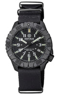 Daynight Diver PC Tritium Automatic Watch- Stealth Bezel - Black/white Dial 7 Color Tritium Tubes - Strap