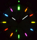 Daynight Diver PC Tritium Automatic Watch- Stealth Bezel - Black/white Dial 7 Color Tritium Tubes - Strap