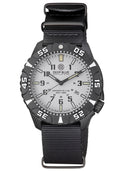 Daynight Diver PC Tritium Automatic Watch- Black/white Bezel - White Dial Multi Color Tritium Tubes - Strap