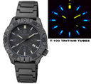 Daynight Diver PC Tritium Automatic Watch Stealth Bezel - Black Stealth Dial Blue/yellow Tubes Pu Bracelet