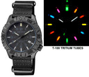 Daynight Diver PC Tritium Automatic Watch Stealth Bezel - Stealth Dial 7 Color Tubes