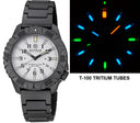 Daynight Diver PC Tritium Automatic Watch- Stealth Bezel - White Dial Multi Color Tritium Tubes – Bracelet