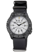 Daynight Diver PC Tritium Automatic Watch- Stealth Bezel - White Dial Multi Color Tritium Tubes – Strap