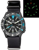 Daynight Diver PC Tritium Watch Black/blue Bezel - Black Dial