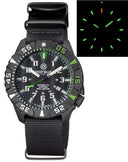 Daynight Diver PC Tritium Watch Black/green Bezel - Black Dial