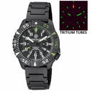 Daynight Diver PC Tritium Watch Black/green Bezel - Black Dial Bracelet