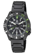Daynight Diver PC Tritium Watch Black/green Bezel - Black Dial Bracelet