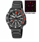 Daynight Diver PC Tritium Watch Black/red Bezel - Black Dial Bracelet