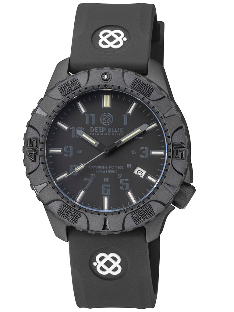 Black Silicon Strap With White Deep Blue Logo & PVD Buckle