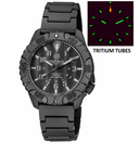 Daynight Diver PC Tritium Watch Stealth Bezel - Black Dial Bracelet