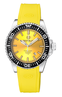 Daynight Diver Black Ceramic Bezel - Yellow Sunray Dial - Green/orange Cylindrical Tubes Strap