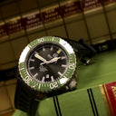 Daynight Diver Tritium T-100 Automatic Bracelet – SS Green Ceramic Bezel Black Dial