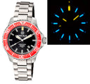 Daynight Diver Tritium T-100 Automatic Bracelet – SS Red Ceramic Bezel Black Dial