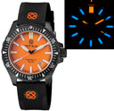 Daynight Mil T-100 Tritium Blue Tubes- Black PVD Case / Orange Dial