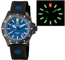 Daynight Mil T-100 Tritium Green Flat Tubes- Black PVD Case / Blue Dial