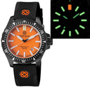 Daynight Mil T-100 Tritium Green Flat Tubes- Black PVD Case / Orange Dial