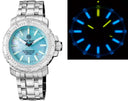 Daynight Ops Pro Tritium Automatic 46mm Stainless Steel Bezel Platinum Light Blue Mother Of Pearl Dial Bracelet -blue/yellow Tritium Tubes