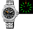 "Daynight Ops Pro Tritium Tubes Automatic 46mm Stainless Steel Bezel Black - Bracelet - Green/Orange Tritium Tubes