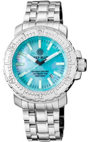 Daynight Ops Pro Tritium Automatic 46mm Stainless Steel Bezel - Platinum Light Blue Mother Of Pearl Dial Green/orange Tritium Tubes - Bracelet