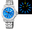 Daynight Ops Pro Tritium Tubes Automatic 46mm Stainless Steel Bezel Light Blue Dial - Bracelet - Blue/Yellow Tritium Tub