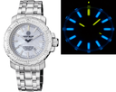 Daynight Ops Pro Tritium Tubes Automatic 46mm Stainless Steel Bezel White Mother Of Pearl Dial - Bracelet -blue/yelow Tritium Tubes