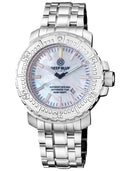 Daynight Ops Pro Tritium Tubes Automatic 46mm Stainless Steel Bezel White Mother Of Pearl Dial - Bracelet -blue/yelow Tritium Tubes