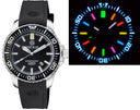 Daynight Patriot Black Ceramic Bezel - Black Dial – 7 Color Tritium Tubes Strap