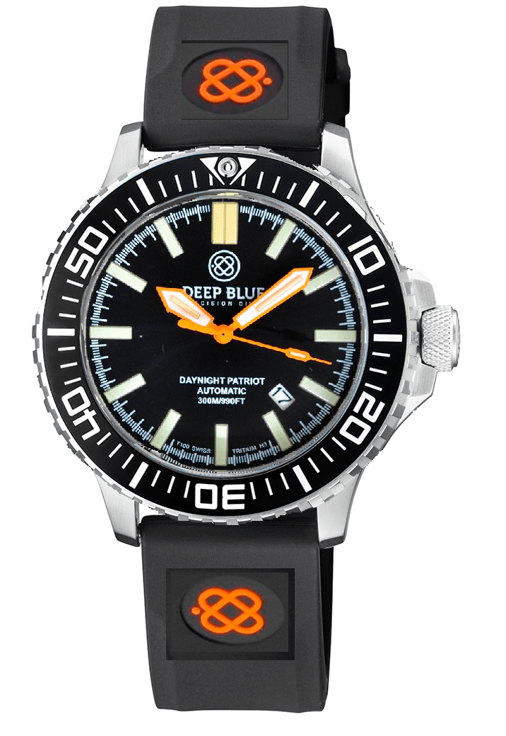 Silicon Straight End Strap Orange Deep Blue Logo