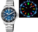 Daynight Patriot Black Ceramic Bezel - Dark Blue Dial - 7 Color Tritium Tubes Bracelet