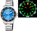 Daynight Patriot Black Ceramic Bezel - Ice Blue Dial - Green/orange Tubes Bracelet