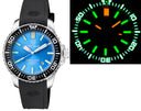 Daynight Patriot Black Ceramic Bezel - Ice Blue Dial - Green/orange Tubes Strap