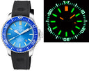 Daynight Patriot Blue Ceramic Bezel - Ice Blue Dial - Green/orange Tubes Strap