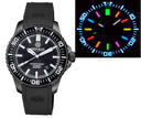 Daynight Patriot PVD Black Case Black Ceramic Bezel - Black Dial – 7 Color Tritium Tubes Strap