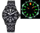 Daynight Patriot PVD Black Case Black Ceramic Bezel - Black Dial - Green/orange Tubes Engineer Bracelet