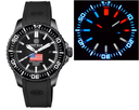 Daynight Patriot USA Black PVD Case Black Ceramic Bezel - Black Dial USA Flag Red,white, Blue Tritium Tubes T-100 Strap