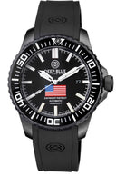 Daynight Patriot USA Black PVD Case Black Ceramic Bezel - Black Dial USA Flag Red,white, Blue Tritium Tubes T-100 Strap