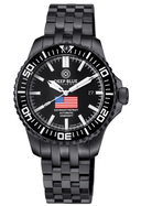 Daynight Patriot USA PVD Black Case Tritium Tubes T-100 Black Dial USA Flag Red,white, Blue Tritium Tubes