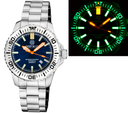 Daynight Patriot White Ceramic Bezel - Dark Blue Dial - Orange Hands - Green/orange Tubes Bracelet