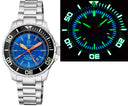 Daynight Recon GMT 2893 Swiss Automatic Tritium T-100 Black Ceramic Bezel Light Blue Dial 68 Tritium Tubes