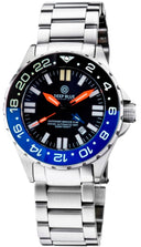Daynight Rescue GMT T-100 Swiss Automatic Eta 2893-2 Black/blue Bezel- Black Dial Orange Hands