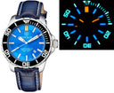Very Rare Daynight Scuba Tritium T-100 Swiss Automatic Light Blue Dial Leather Strap