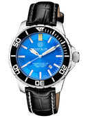 Very Rare Daynight Scuba Tritium T-100 Swiss Automatic Light Blue Dial Leather Strap