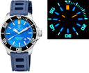 Very Rare Daynight Scuba Tritium T-100 Swiss Automatic Light Blue Dial Natural Rubber Strap