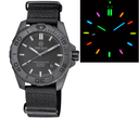 Daynight Stealth Ops Carbon Case Black Dial 6 Colors Cylindrical Tritium Tubes Automatic Watch Screw Down Crown