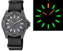 Daynight Stealth Ops Carbon Case Grey Dial Green/orange Tritium Tubes Automatic Watch Screw Down Crown