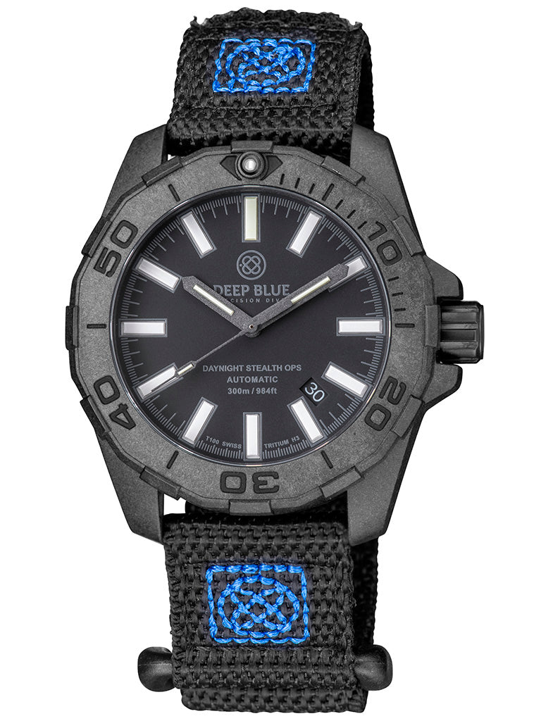 Nylon 2 Piece Vlcro Wrap Strap Blue W/Deep Blue Logo